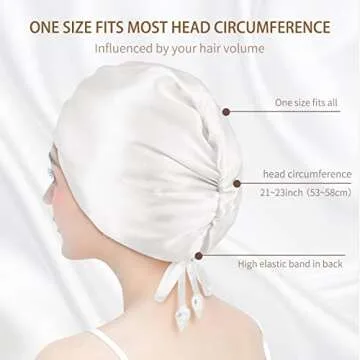 OLESILK Silk Bonnet for Sleeping Women: 100% Mulberry 22 Momme Silk, Adjustable Fit for Night Hair Care, No Frizz for Curls, White