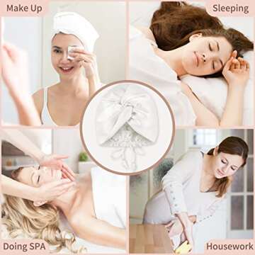 OLESILK Silk Bonnet for Sleeping Women: 100% Mulberry 22 Momme Silk, Adjustable Fit for Night Hair Care, No Frizz for Curls, White