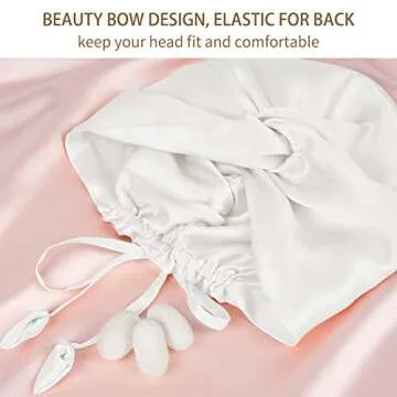 OLESILK Silk Bonnet for Sleeping Women: 100% Mulberry 22 Momme Silk, Adjustable Fit for Night Hair Care, No Frizz for Curls, White