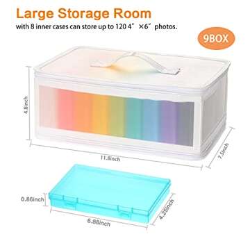Gbivbe Photo Storage Case - 4x6 Size, Large Box Holds 1000 Photos, Card Storage, Handle Puzzle Cards Seed Packets, 9 Colors