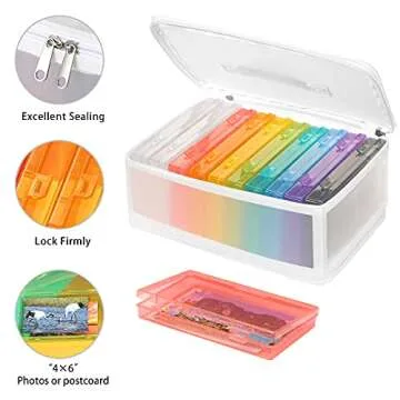 Gbivbe Photo Storage Case - 4x6 Size, Large Box Holds 1000 Photos, Card Storage, Handle Puzzle Cards Seed Packets, 9 Colors