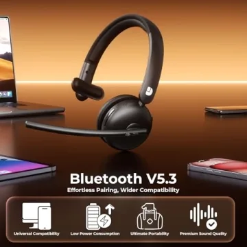 AI Noise Cancelling Bluetooth Headset with 65H Battery