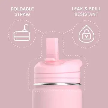 Hydrapeak Mini 14oz Water Bottle with Straw Lid, Stainless Steel Double Wall Insulated Water Bottle | Leak-Proof and Spill-Proof Water Bottle, 24 Hours Cold (Pink)