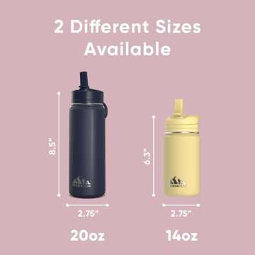 Hydrapeak Mini 14oz Water Bottle with Straw Lid, Stainless Steel Double Wall Insulated Water Bottle | Leak-Proof and Spill-Proof Water Bottle, 24 Hours Cold (Pink)
