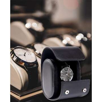Mr.Okay Single Watch Travel Case -Classic Leather Watch Case with Perfect Texture. Watch Carrying Case or Organizer for Storage and Display. Ideal Gift for Men Traveling, All Handmade by Artisans