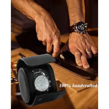 Mr.Okay Single Watch Travel Case -Classic Leather Watch Case with Perfect Texture. Watch Carrying Case or Organizer for Storage and Display. Ideal Gift for Men Traveling, All Handmade by Artisans