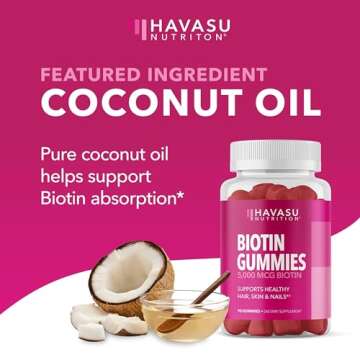 5000mcg Biotin Gummies for Hair, Skin and Nails - Vegan Supplement for Women and Men - GLP-1 Nutritional Support to Promote Lucious Locks and Radiant Skin - Vitamin B7 - Strawberry Flavor, 90 count