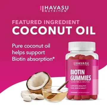 5000mcg Biotin Gummies for Hair, Skin and Nails - Vegan Supplement for Women and Men - GLP-1 Nutritional Support to Promote Lucious Locks and Radiant Skin - Vitamin B7 - Strawberry Flavor, 90 count