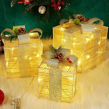 Lulu Home Christmas Lighted Gift Boxes Set of 3