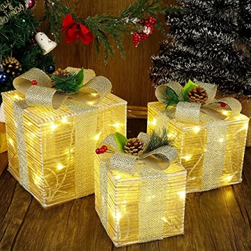 Lulu Home Christmas Lighted Gift Boxes Set of 3