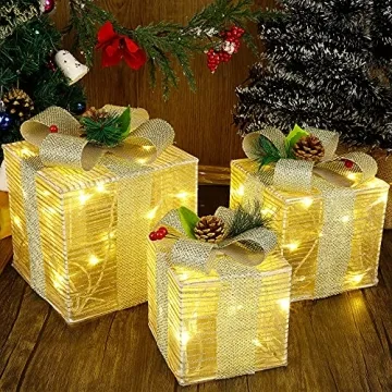 Lulu Home Christmas Lighted Gift Boxes Set of 3