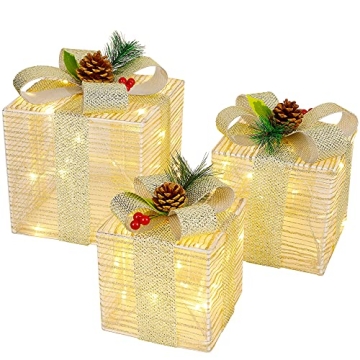 Lulu Home Christmas Lighted Gift Boxes Set of 3