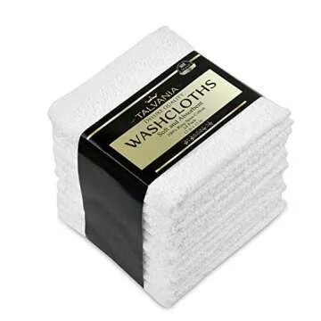 TALVANIA White Cotton Washcloths - Pack of 24 - Super Absorbent Bathroom Face Towels - 12" x12” Te...