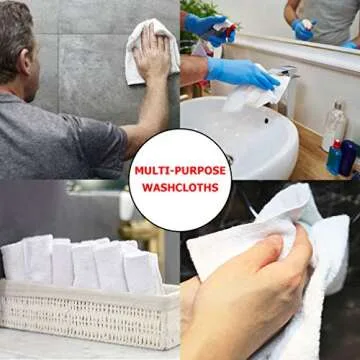 TALVANIA White Cotton Washcloths - Pack of 24 - Super Absorbent Bathroom Face Towels - 12" x12” Terry Bath Wash Cloth Set - Spa Home Cleaning Towel Multi-Purpose - 100% Ring Spun Cotton