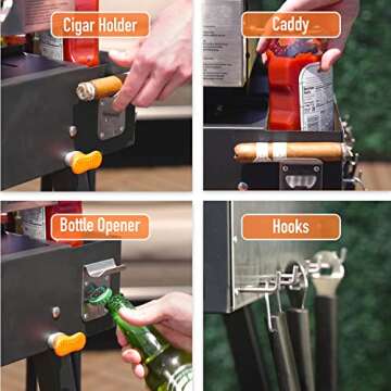 Yukon Glory™ Universal Portable Grill Table/Flat Top Grill Griddles Stand with Built in Grill Caddy - Designed to Fit Tabletop Blackstone Griddle & Many Others - Outdoor Cooking Camping & Tailgating