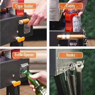 Yukon Glory™ Universal Portable Grill Table/Flat Top Grill Griddles Stand with Built in Grill Caddy - Designed to Fit Tabletop Blackstone Griddle & Many Others - Outdoor Cooking Camping & Tailgating