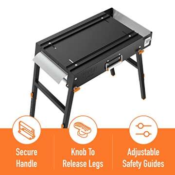 Yukon Glory™ Universal Portable Grill Table/Flat Top Grill Griddles Stand with Built in Grill Caddy - Designed to Fit Tabletop Blackstone Griddle & Many Others - Outdoor Cooking Camping & Tailgating