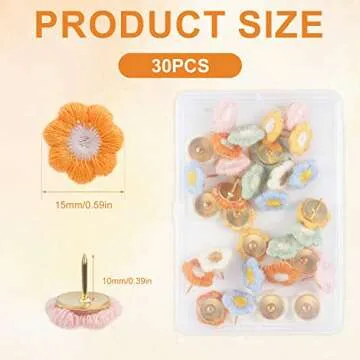 30PCS Flower Push Pins Color Push Pins Flower Thumb Tacks Bulletin Board Pushpins for Cork Board Map...