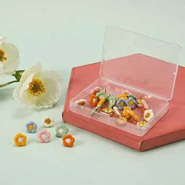 30PCS Flower Push Pins Color Push Pins Flower Thumb Tacks Bulletin Board Pushpins for Cork Board Map Photo Office Home Decoration (6 Colors)