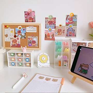 30PCS Flower Push Pins Color Push Pins Flower Thumb Tacks Bulletin Board Pushpins for Cork Board Map Photo Office Home Decoration (6 Colors)