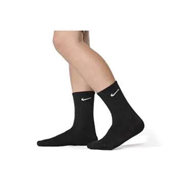 Nike Kids' Everyday Cushion Crew Socks (6 Pairs), Black/White, Medium