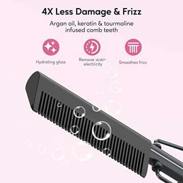 Hot Comb Electric by Terviiix, Pressing Combs for Natural Black Hair, Wigs & Beard, Anti-Scald Straightening Comb with Keratin & Argan Oil Infused Teeth, Temperatures Adjustable, 60 Min Auto Shut Off