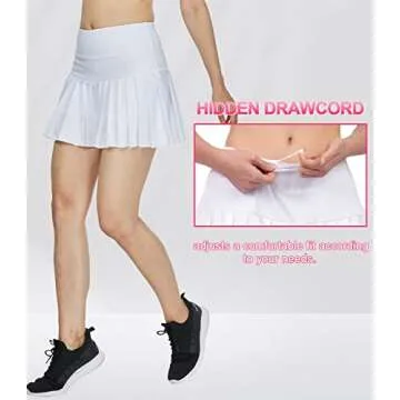 HonourSex White Women Tennis Skirt Pleated Golf Skirts with Pockets Skort Workout Sports Hiking S
