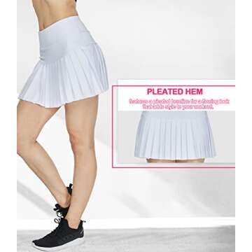 HonourSex White Women Tennis Skirt Pleated Golf Skirts with Pockets Skort Workout Sports Hiking S