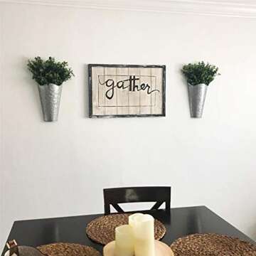 Mkono Galvanized Metal Wall Planter Farmhouse Wall Vase for Artificial Plants Flowers, Rustic Hangin...
