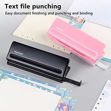 WORKLION Adjustable 6-Hole Punch with Positioning Mark, Daily Paper Puncher for A5 Size Six Ring Binder Planners - refill Pages