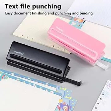WORKLION Adjustable 6-Hole Punch with Positioning Mark, Daily Paper Puncher for A5 Size Six Ring Binder Planners - refill Pages