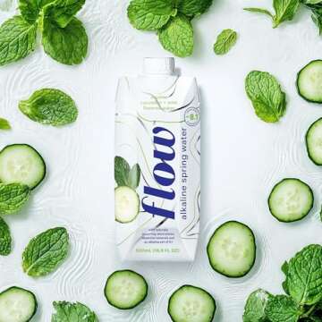 Flow Alkaline Spring Water - Cucumber and Mint Flavored Naturally Alkaline Water With Electrolytes A...