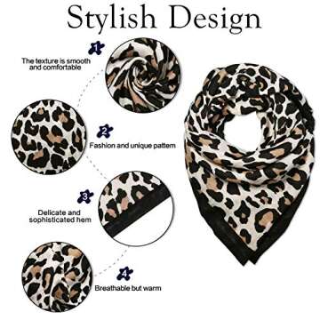 SOJOS Fashion Leopard Pattern Lightweight Chiffon Silk Women Scarf SC321 with Beige Leopard