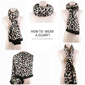 SOJOS Fashion Leopard Pattern Lightweight Chiffon Silk Women Scarf SC321 with Beige Leopard