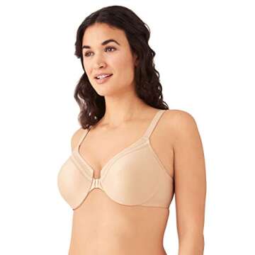 Wacoal womens Perfect Primer Front Close Underwire Full Coverage Bra, Sand, 42DD US