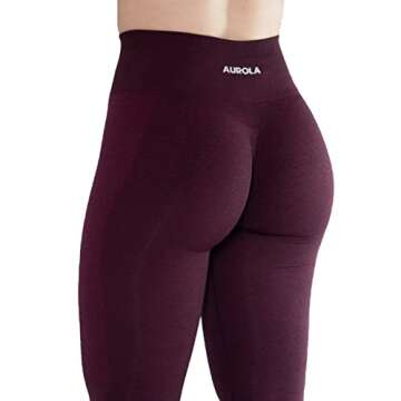AUROLA Intensify Seamless Scrunch Leggings Women Yoga 7/8 Tummy Control Running for Workout Active Pants-25'' (XS, Black Cherry)
