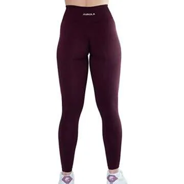 AUROLA Intensify Seamless Scrunch Leggings Women Yoga 7/8 Tummy Control Running for Workout Active Pants-25'' (XS, Black Cherry)