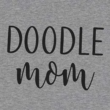 HEBBE Doodle Mom T Shirt Women Dog Mom Shirt Letter Print Short Sleeve Casual Mama Tops Tee Gray