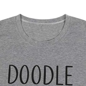 HEBBE Doodle Mom T Shirt Women Dog Mom Shirt Letter Print Short Sleeve Casual Mama Tops Tee Gray