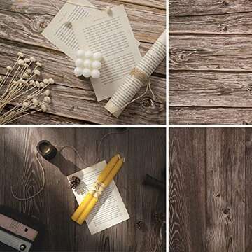 6PCS 12Patterns Photography Background Paper Wood Waterproof Food Photo Backdrop Double Sided 22X35 in, BEIYANG