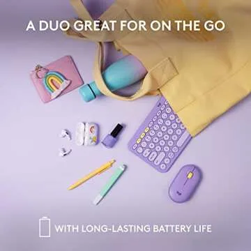 Logitech K380 + M350 Wireless Keyboard and Mouse Combo - Slim Portable Design, Quiet Clicks, Long Battery Life, Bluetooth, Easy-Switch, Windows, Mac, iPadOS, Chrome OS Compatible - Lavender Lemonade