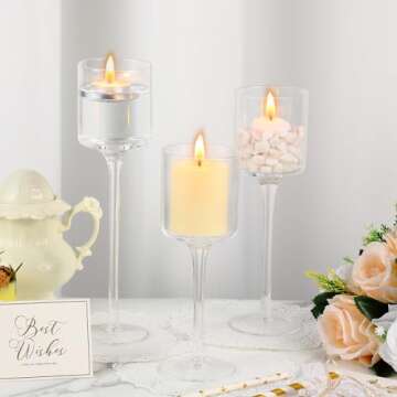 Yaomiao 36 Pcs Tall Glass Candle Holders for Weddings