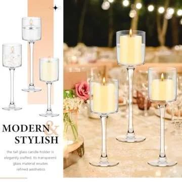 Yaomiao 36 Pcs Tall Glass Candle Holders for Weddings