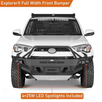 Hooke Road ExplorerX Front Bumper for 2014-2024 Toyota 4Runner 5th Gen, Full Width Rock Crawler Bump...