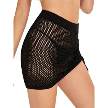 SOLY HUX Women's Beach Cover Up Mini Skirt with Tassels