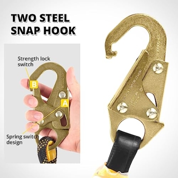 TRSMIMA Safety Lanyard 25ft Rope with Shock Absorber