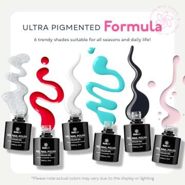 SUNUV Hema Free Gel Nail Polish Kit, 6 Colors Gel Polish Set, White Black Red Pink Silver Glitter, U...
