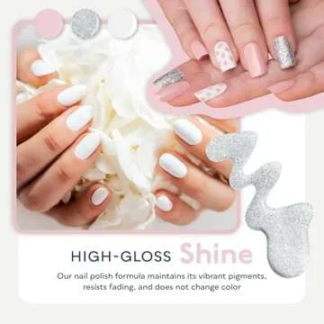 SUNUV Hema Free Gel Nail Polish Kit, 6 Colors Gel Polish Set, White Black Red Pink Silver Glitter, UV Nail Lamp Manicure Art Gift For Women and Girl