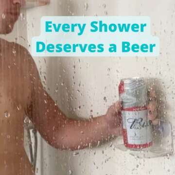 Acrylic Holders Set of 2 - Beer/Wine and Phone Shower Holder | Shower Cup Holder | Beer Gifts & Bath Accessories | Shower Phone Holder Suction Cup (Transparent Set)