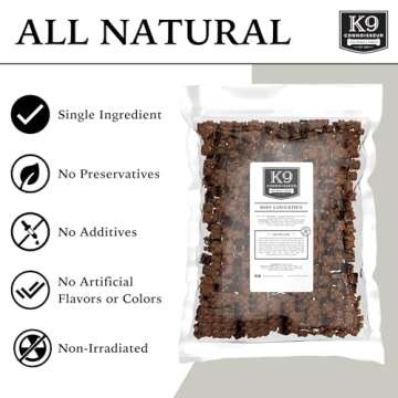 K9 Connoisseur Low to Odor Free Slow Roasted Beef Lung Dog Treats Made in USA, One Ingredient Dog Tr...